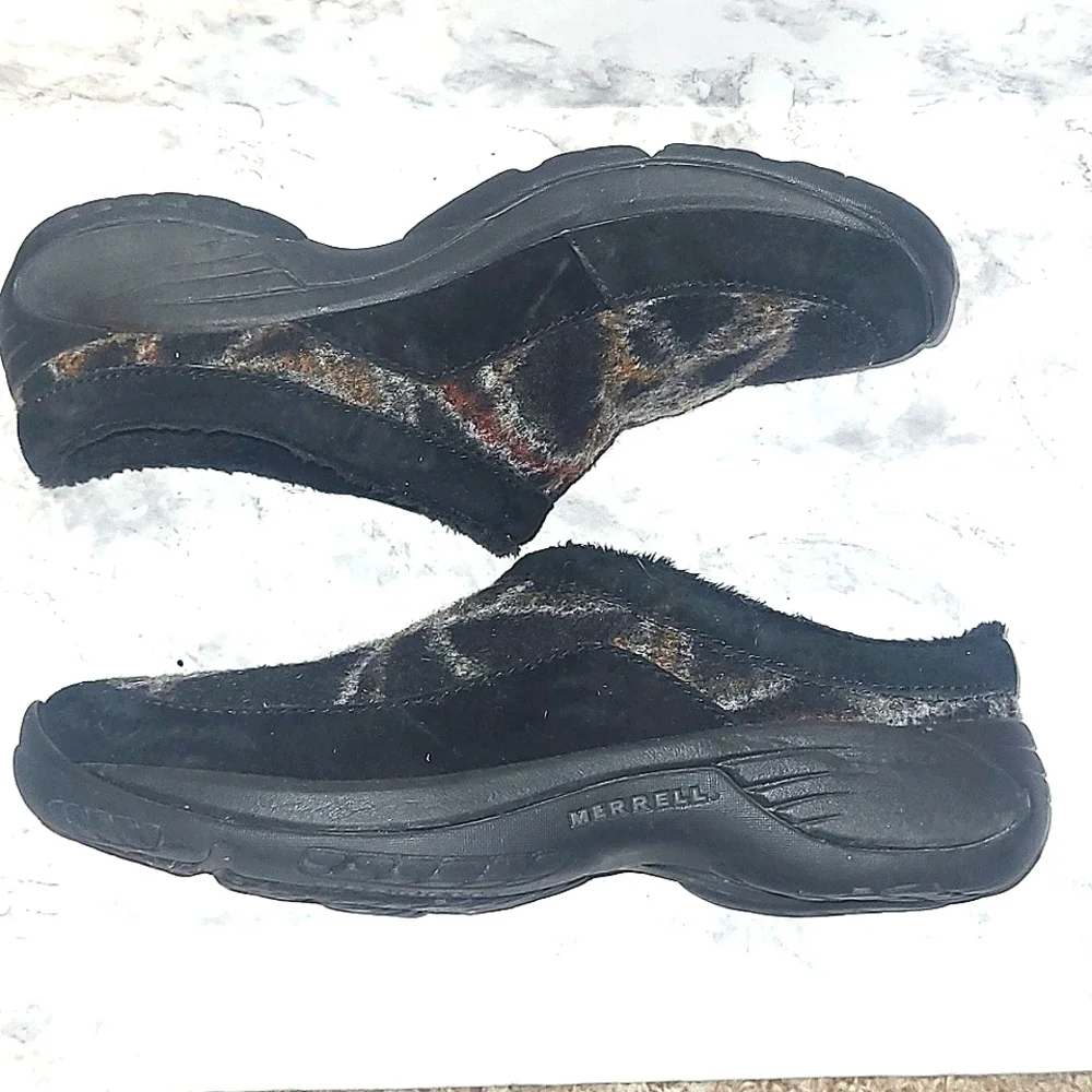 Merrell Air Cushion Shoe Ortholife Black brown white abstract print Encore Burst